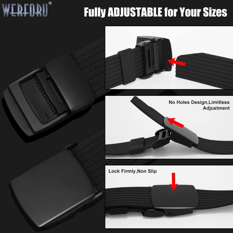 WERFORU Men's Nylon Belt, Military Tactical Belts Breathable Webbing Canvas
