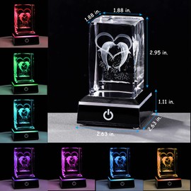 Qianwei Crystal Glass Dolphin Ornaments Model,3D Laser Etched Crystal Dolphin Figurine,Crystal Glass Cube Engraving Dolphin Sculpture with led for Kids Birthday Christmas Lovers Gifts (50x50x80mm)