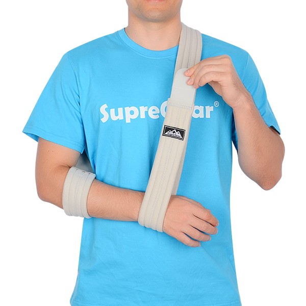 supregear Arm Sling, Adjustable Shoulder Brace Immobilizer Rotator Cuff Lightweight Arm Swathe Support for Shoulder Injury, Broken/Fractured Bones for Left and Right Arm Men and Women (Grey, S)