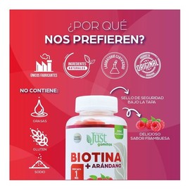 Suplemento alimenticio Olnatura Just biotina + arándano sabor frambuesa 120 gomitas de 3.3 g c/u
