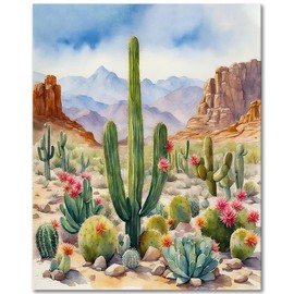 Rebotipy Paint by Numbers Kit for Adults, Saguaro Paint by Numbers, Cactus Rocks Dunes Adult Paint by Numbers Kits on Canvas, 16X20 Inch Desert Scenery Paint by Numbers for Adults Beginner Kids