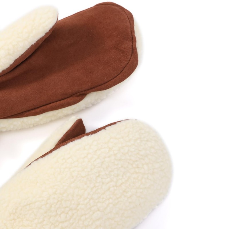 Harssidanzar Women's Sherpa Mitten Genuine Suede Outdoor Mitt Winter For