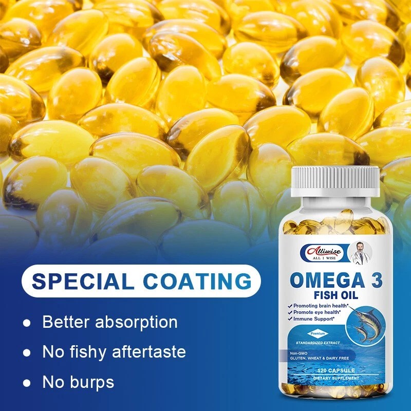 Alliwise 2x Omega 3 Fish Oil Capsules 3X Strength 3600MG