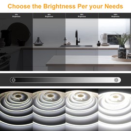 AXMOTUT 65.6ft White COB LED Strip Light, High Bright LED Strips with 320LEDs, RF Remote and UL Power Supply, 6000K Dimmable LED Lights for Bedroom, Kitchen, DIY Home Decoration, 2 Rolls of 32.8ft