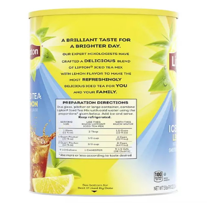 Lipton Sweetened Iced Tea Mix, Lemon, 89.8 oz.