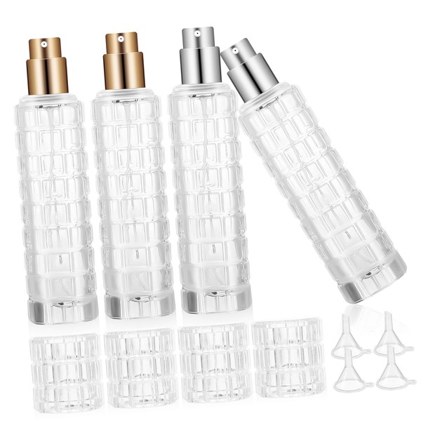 PACKOVE 4 Pcs Refillable Empty Perfume Bottles Glass Spray Containers