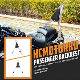 HCmotorku Motorcycle Detachable Sissy Bar Passenger Backrest with Cushion Pad Fit For Harley Softail Fat Boy FLFBS 2018-2023 Breakout FXSB 2013-2023 22 Inch (Chrome)