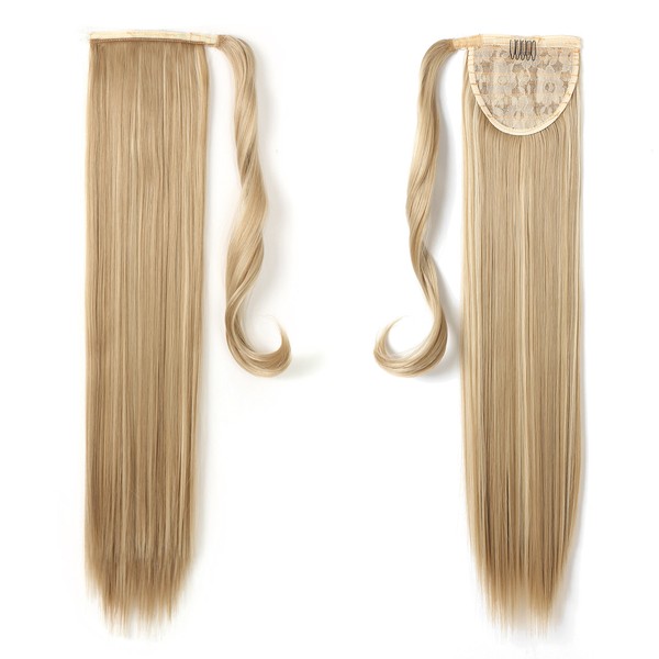 Onedor 24" Straight Wrap Around Ponytail Extension for Women. Premium Synthetic Fiber 120g-130g (16H613)