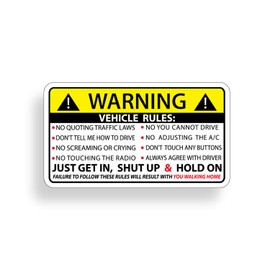 Funny Vehicle Safety Warning Rules Sticker Adhesive Vinyl for Car Truck Window Graphic Bumper
