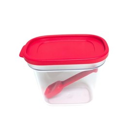 Tupperware Eidgenosse Rectangular Stackable Exclusive Spice Container with Measuring Spoon Compact Container Storage Modular Fridge System Red (500 ml) (Red 500 ml Exculsive)