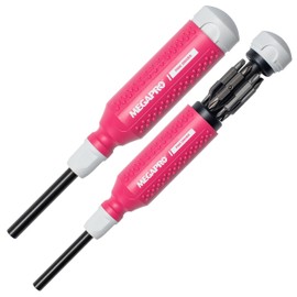MEGAPRO® 15-in-1 Original Multi-bit Screwdriver | Home DIY & Repair | Construction | Tradeswork | 14 Industrial-grade bit tips | 1/4" Hex Drive in shaft (Pink)
