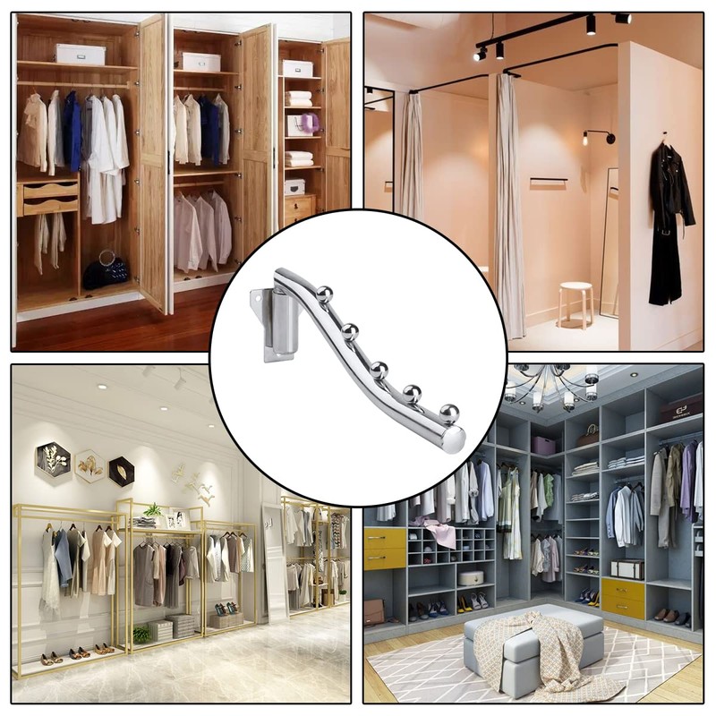 Wall Mount Clothes Hanger,180° Folding Clothes Rail for Bedrooms,Laundry Rooms,Bathrooms(5