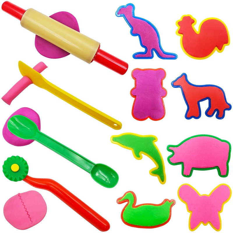 FRIMOONY Dough Tools Set for Kids, Various Plastic Molds, Assorted