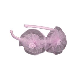 Organza Flower Bow & Rhinestone Headband (Dusty Rose)