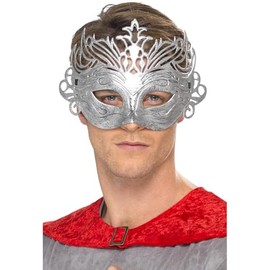 Smiffys Colombina Silver Mask, Silver , Eyemasks Fancy Dress, Adult Dress Up Eye masks