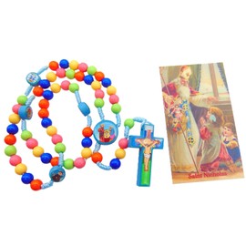 Westman Works Saint Nicholas with Wood Bead Rosary for Children and Prayer Card Real Santa Christmas Set