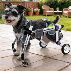 LetPetRun Dog Wheelchair 4 Wheels Adjustable, Full Body Support Dog Cart for Front & Rear Legs, Lightweight Mobility Aid for Small Dogs (XS for 11-18lbs)