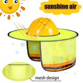 Jspupifip 10 Pack Sun Shade Full Brim Hard Hat Visor with Reflective Strip for Construction Sites, Yellow