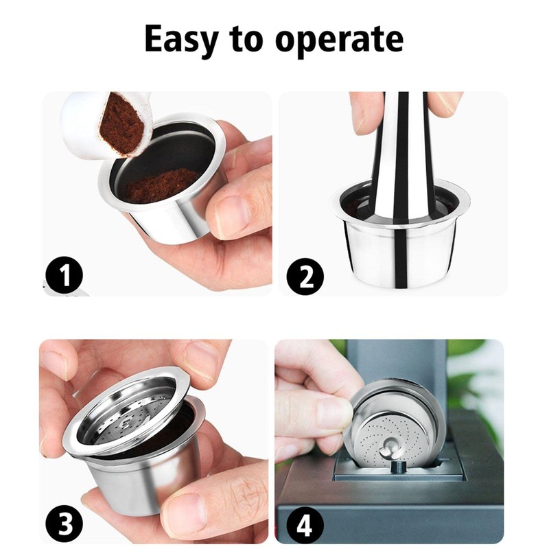 #N/A Reusable Stainless Steel Capsules, Refillable Pod Compatible Fit for