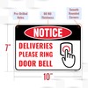1PC Deliveries Please Ring Doorbell Sign, 10 x 7 Inches