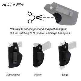 Depring Concealed Carry Holster Carry Inside or Outside The Waistband for Right and Left Hand Draw Fits Subcompact to Large Handguns Black