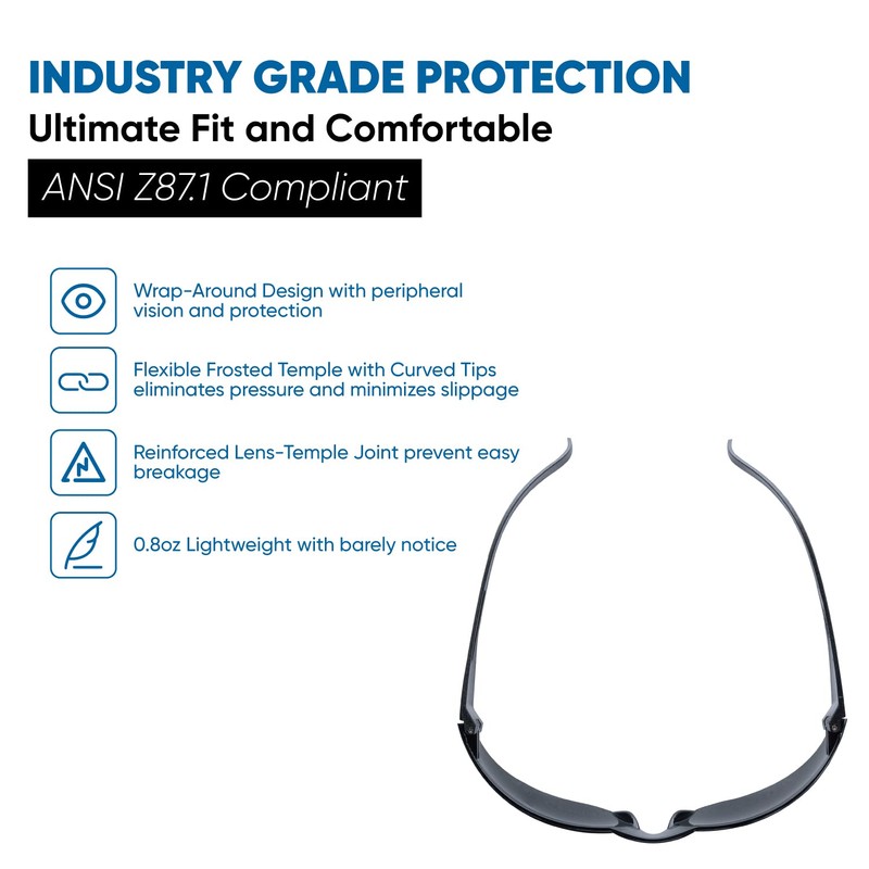 amoolo Tinted Safety Glasses Bulk of 24, Protective Safety Sunglasses,