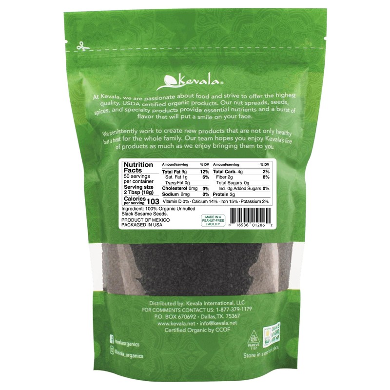 Organic Raw Black Sesame Seeds (Unhulled) - Great in Cooking