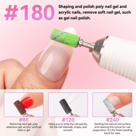 Makartt Nail Drill Bits Sanding Bands for Nail Drill 100Pcs Coarse Fine Sand with 3.1mm Mini Mandrel Nail Bit Set for Acrylic Nails Gel Manicures and Pedicure Green