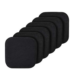 GoodGram 6 Pack Non Slip Ultra Soft Chenille Premium Comfort Memory Foam Chair Pads/Cushions - Assorted Colors (Black)