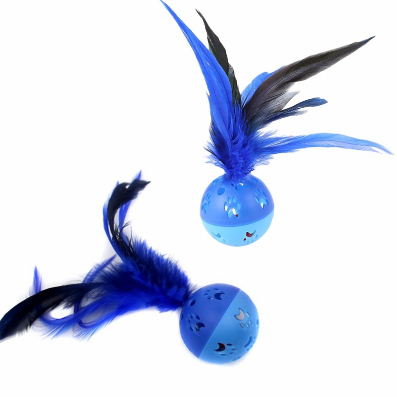 BeeSpring Cat Balls Interactive Cat Toy Feather Balls with Loud