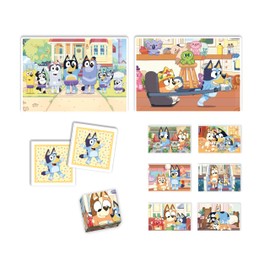 Clementoni Edukit 4 in 1 Bluey (Memo, Puzzle 30 and 48 Pieces, 6 Cubes) - Educational Games for Children - Memory and Logic Game 18320