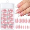 False Nails Kit with Glue,120Pcs Natural Gradient Pink Fake Nails,