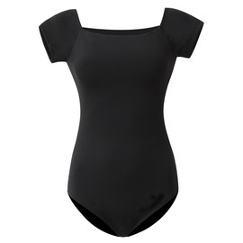 ROYAL SMEELA Damen Ballett-Tanzbody | Elastischer Spandex-Tanzanzug für Ballett, Jazz und Gymnastik | Schwarz | Komfortables Leotard mit Kurzärmeln | Für Training und Auftritte