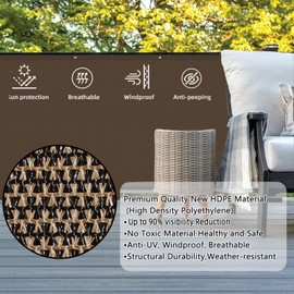 SUNLAX 3'x16' Brown Balcony Privacy Screen Fence UV Protection (HDPE) Anti-Peek, Ideal for Patio, Deck, Yard, Pool, Porch, Railing (We Make Custom Sizes)