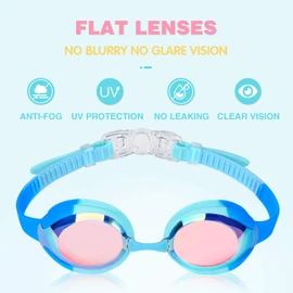Keary 2 Pack Kids Swim Goggles Swimming Goggles for Toddler Children Boys Girls Youth 4-7 6-14, Anti-Fog Waterproof Anti-UV Flat Lens Clear Goggles Water Pool Glasses with 3 Nose Pieces, Boy Goggles