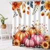 CWHCWA Fall Shower Curtain Watercolor Pumpkin, Pink Orange, 70" W