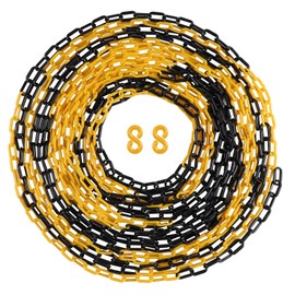 SWAWIS 15 m Plastic Barrier Chain, 6 mm Thick, Yellow/Black Plastic Chain, Warning Chain with S Hook, Link Chain, Safety Chain for Construction Sites, Roads, Garages, Lightweight and Flexible to Use