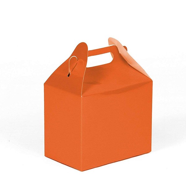 24CT (2 Dozen) Biodegradable Kraft/Craft Favor Treat Gable Boxes, Gift Boxes (Orange, Small)