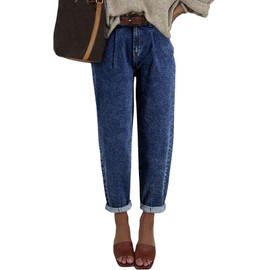 EVALESS 2025 Boyfriend Jeans for Women Trendy High Waisted Stretchy Baggy Tapered Mom Jean Sail Blue Size 10