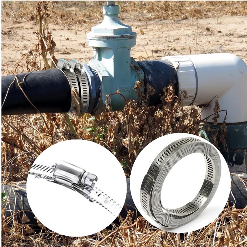 7Pcs 9.8 Feet Long Worm Gear Hose Clamp with Fasteners,
