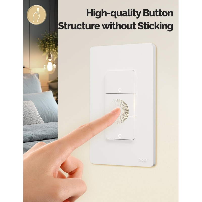 MOES Smart 4 Gang Light Switches, Matter-WiFi Single Pole Switch,
