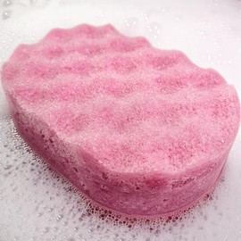 Raspberry & Marshmallow Exfoliating Soap Sponge - 250g - Moisturising Shea Butter - Fruity Scent - Vegan Friendly - Puddle of Wax - Made in The UK