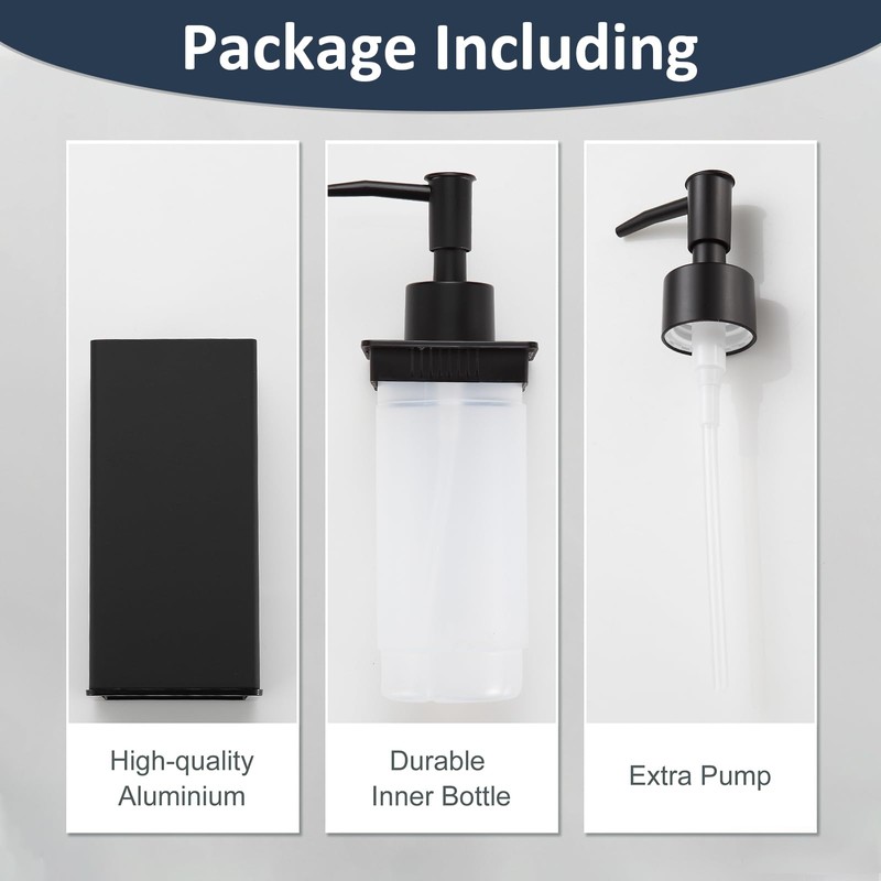 DAZI Soap Dispenser, Black, Refillable Standing Soap Dispenser, Premium Metal