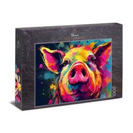Ulmer Puzzleschmiede - 1000 Piece Puzzle Colourful Mess - Bright Animal Puzzle from Colourful Pig - A Fun Puzzle Colour Experience with Quality Made in Germany