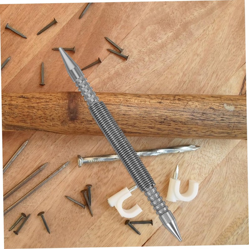 Tofficu 5pcs Professional Dual Head Nail Punch Spring Loaded Nail