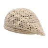 ZLYC Women's Beret Beret Hat, Crochet Beige, Unit size