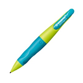 STABILO STABILO - Ergonomischer Druck-Bleistift für Rechtshänder - EASYergo 1.4 in neonlimonengrün/aquamarin - Einzelstift - inklusive 3 dünner Minen - Härtegrad HB