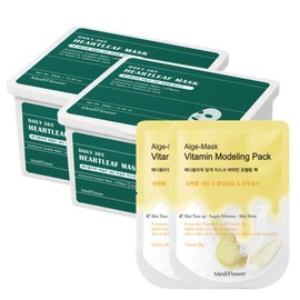 Daily 365 Houttuynia Cordata Mask (30 Sheets) x 2 + Disposable Modeling Pack (Vitamin 28g) x 2 / 데일리 365 어성초 마스크 30매입 2개+일회용 모델링팩 비타민28g 2개