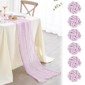 Nialnant 6 Pack Lavender Table Runner for Wedding, Lilac Cheesecloth Table Runner 10Ft Purple Table Runners Cheesecloth Rustic Table Runners for Party Bridal Table Decoration