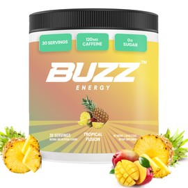 Morning Buzz Energy Drink Powder - Energy Boost Drink Mix - Sugar-Free Energy with Antioxidants - Morning Kickstart and Sports Nutrition Endurance Product - 30 Servings, 8 Ounces (Tropical Fusion)